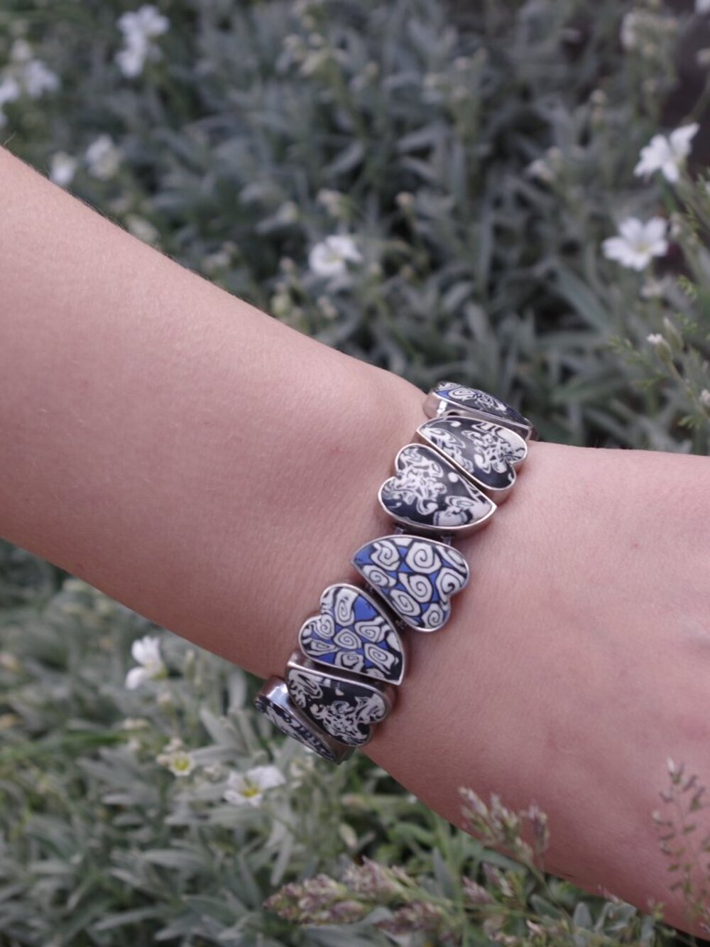 Vintage Italiane Stretch Bracelett Recycled Rubber Mosic Design Nina